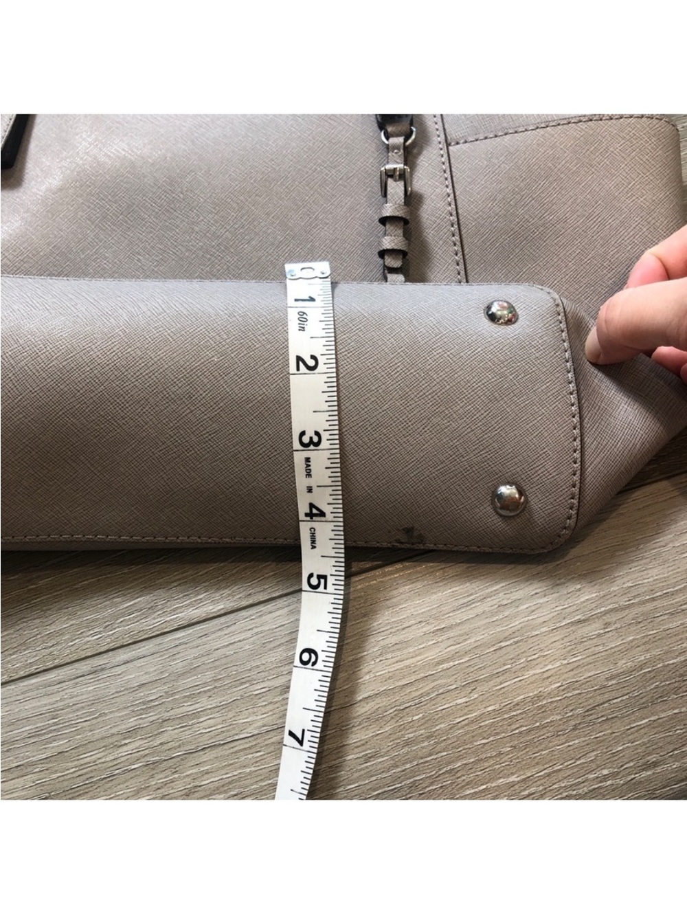 Michael Kors Charlotte Pearl Gray Saffiano Leather Tote - Picture 4 of 7